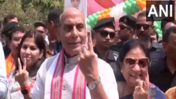 Defence Minister Rajnath Singh and his wife cast their vote in Lucknow, urge citizens to participate